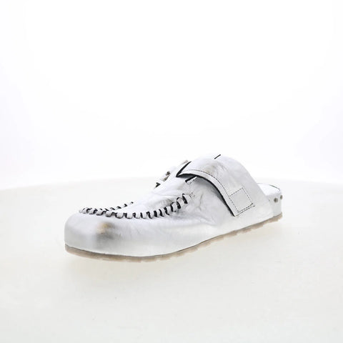 A.S. 98 Elio Womens Silver Leather Slip On Clog Flats Shoes