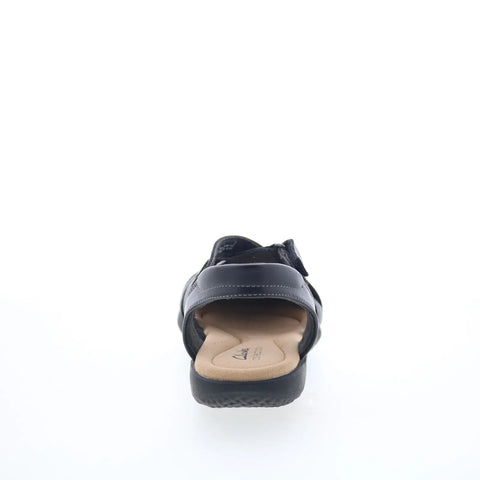 Clarks Elizabelle Sea 26177120 Womens Black Leather Strap Sandals Shoes