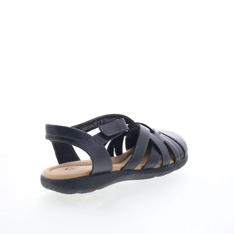 Clarks Elizabelle Sea 26177120 Womens Black Leather Strap Sandals Shoes