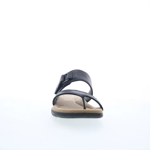 Clarks Elizabelle Way 26177929 Womens Black Leather Flip-Flops Sandals Shoes