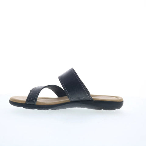 Clarks Elizabelle Way 26177929 Womens Black Leather Flip-Flops Sandals Shoes