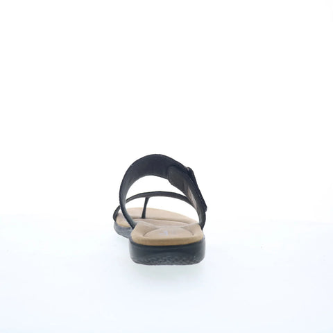 Clarks Elizabelle Way 26177929 Womens Black Leather Flip-Flops Sandals Shoes