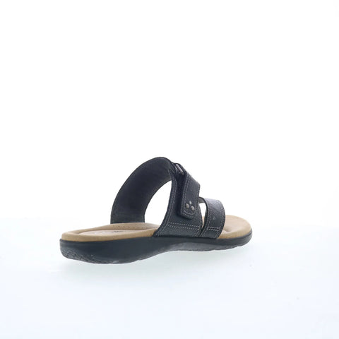 Clarks Elizabelle Way 26177929 Womens Black Leather Flip-Flops Sandals Shoes