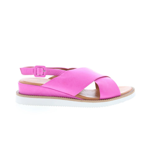 Miz Mooz Ella Womens Purple Leather Hook & Loop Slingback Sandals Shoes