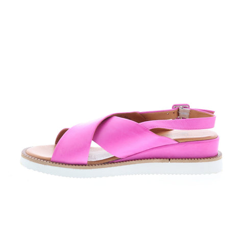 Miz Mooz Ella Womens Purple Leather Hook & Loop Slingback Sandals Shoes