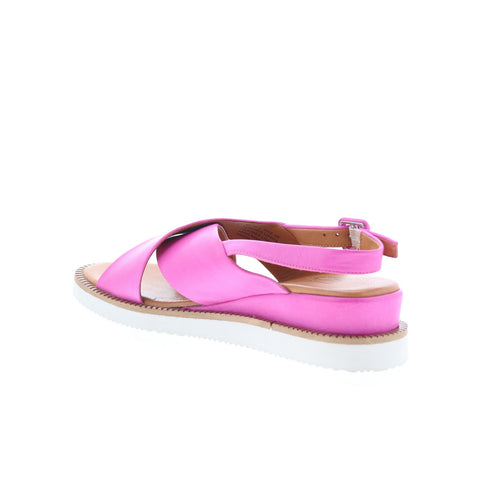 Miz Mooz Ella Womens Purple Leather Hook & Loop Slingback Sandals Shoes