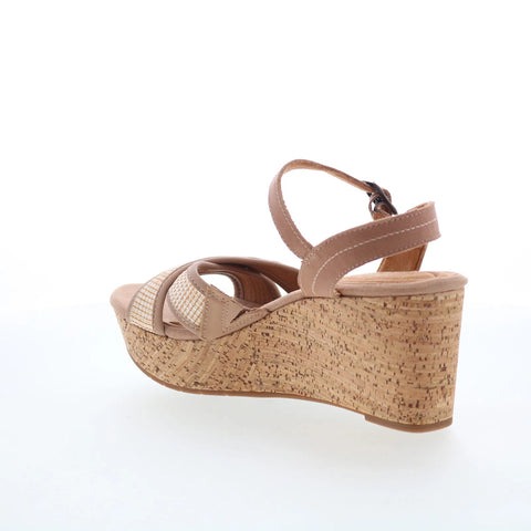 Clarks Elleri Plum 26171442 Womens Brown Leather Wedges Sandals Shoes