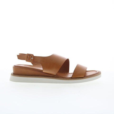 Miz Mooz Elliot Womens Brown Leather Hook & Loop Strap Sandals Shoes
