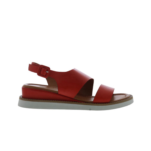 Miz Mooz Elliot Womens Red Leather Hook & Loop Strap Sandals Shoes