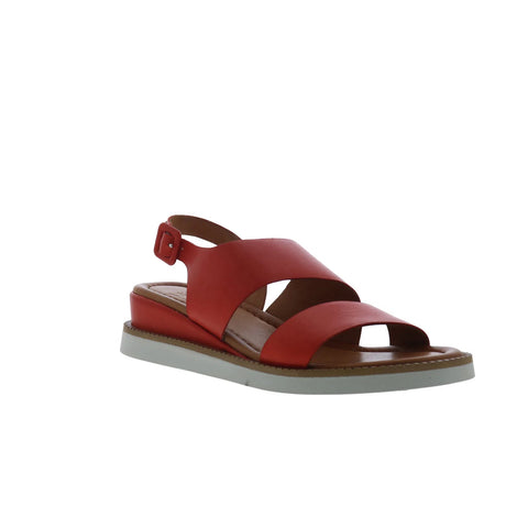 Miz Mooz Elliot Womens Red Leather Hook & Loop Strap Sandals Shoes