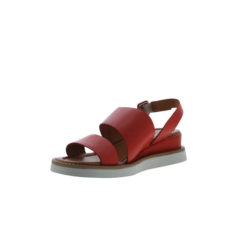 Miz Mooz Elliot Womens Red Leather Hook & Loop Strap Sandals Shoes
