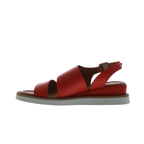Miz Mooz Elliot Womens Red Leather Hook & Loop Strap Sandals Shoes