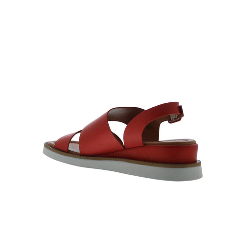 Miz Mooz Elliot Womens Red Leather Hook & Loop Strap Sandals Shoes