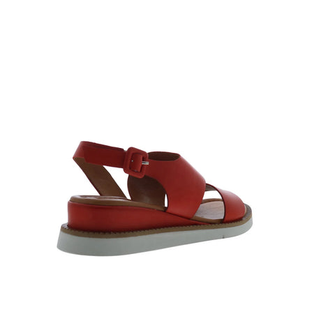 Miz Mooz Elliot Womens Red Leather Hook & Loop Strap Sandals Shoes
