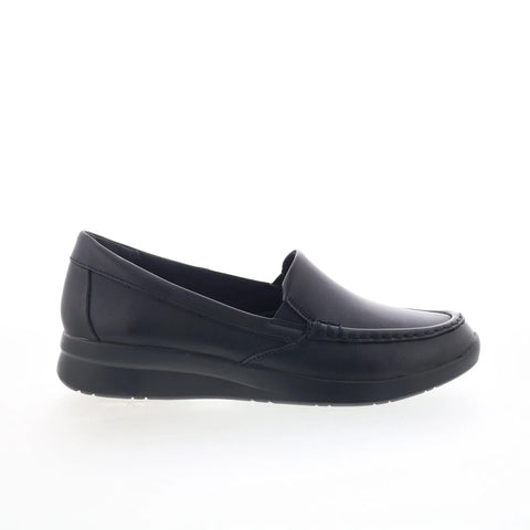Clarks Ellowyn Lux 26180857 Womens Black Leather Loafer Flats Shoes