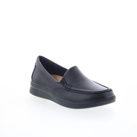 Clarks Ellowyn Lux 26180857 Womens Black Leather Loafer Flats Shoes