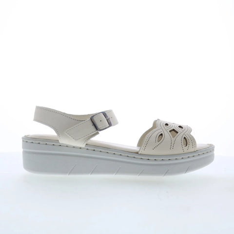 Miz Mooz Elm Womens Beige Leather Hook & Loop Strap Sandals Shoes