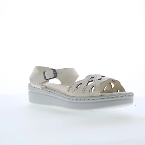 Miz Mooz Elm Womens Beige Leather Hook & Loop Strap Sandals Shoes