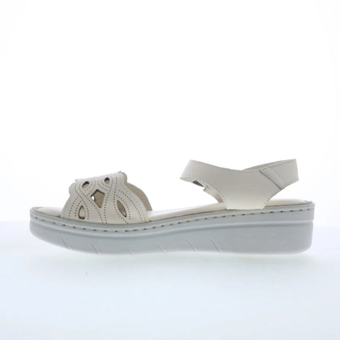 Miz Mooz Elm Womens Beige Leather Hook & Loop Strap Sandals Shoes