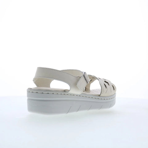 Miz Mooz Elm Womens Beige Leather Hook & Loop Strap Sandals Shoes