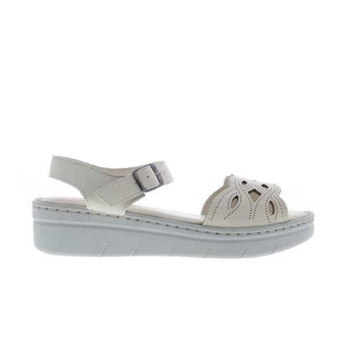 Miz Mooz Elm Womens Beige Leather Hook & Loop Strap Sandals Shoes