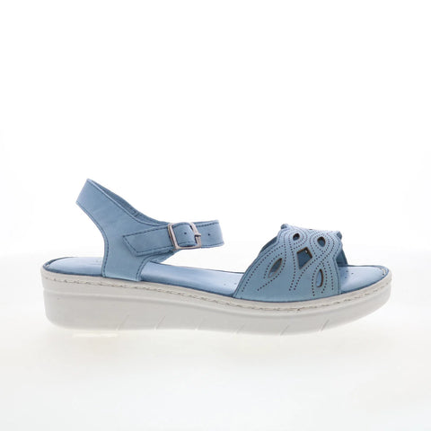 Miz Mooz Elm Womens Blue Leather Hook & Loop Strap Sandals Shoes