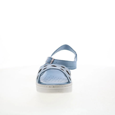 Miz Mooz Elm Womens Blue Leather Hook & Loop Strap Sandals Shoes