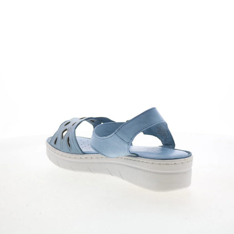 Miz Mooz Elm Womens Blue Leather Hook & Loop Strap Sandals Shoes