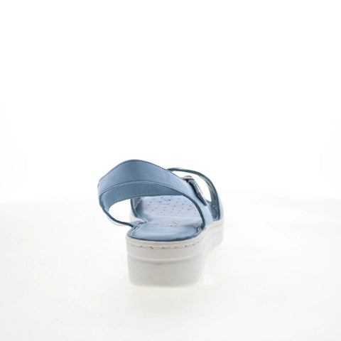 Miz Mooz Elm Womens Blue Leather Hook & Loop Strap Sandals Shoes