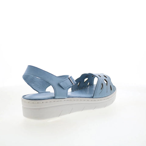 Miz Mooz Elm Womens Blue Leather Hook & Loop Strap Sandals Shoes