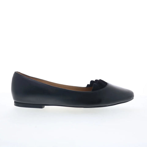 Trotters Elsie T2357-001 Womens Black Leather Slip On Ballet Flats Shoes