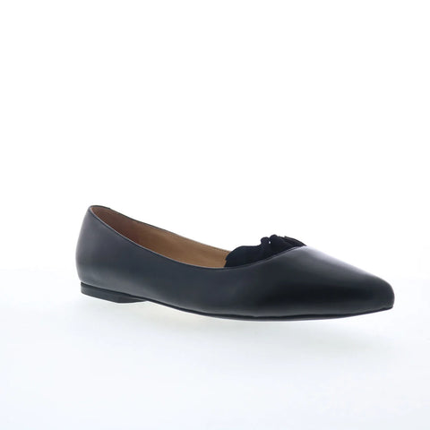 Trotters Elsie T2357-001 Womens Black Leather Slip On Ballet Flats Shoes