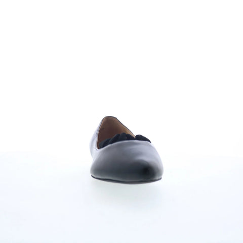 Trotters Elsie T2357-001 Womens Black Leather Slip On Ballet Flats Shoes