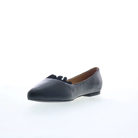Trotters Elsie T2357-001 Womens Black Leather Slip On Ballet Flats Shoes