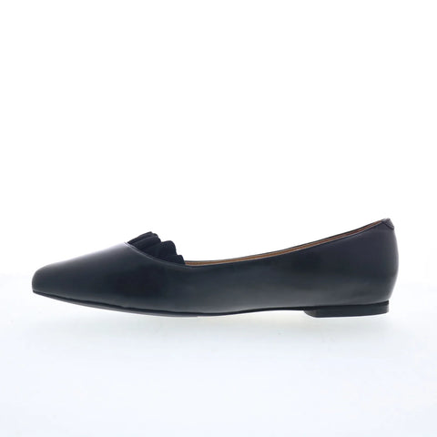 Trotters Elsie T2357-001 Womens Black Leather Slip On Ballet Flats Shoes