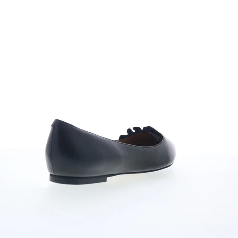 Trotters Elsie T2357-001 Womens Black Leather Slip On Ballet Flats Shoes