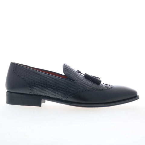 Mezlan Embossed Calf Tassel Mens Black Loafers & Slip Ons Casual Shoes