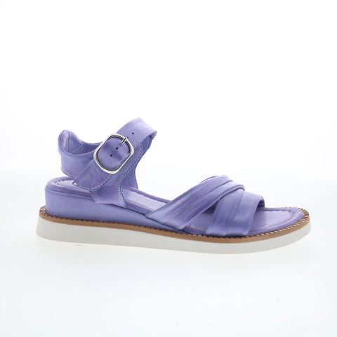 Miz Mooz Emelina Womens Purple Leather Hook & Loop Strap Sandals Shoes