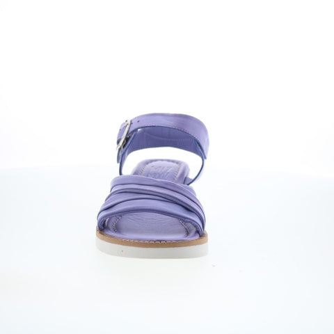 Miz Mooz Emelina Womens Purple Leather Hook & Loop Strap Sandals Shoes