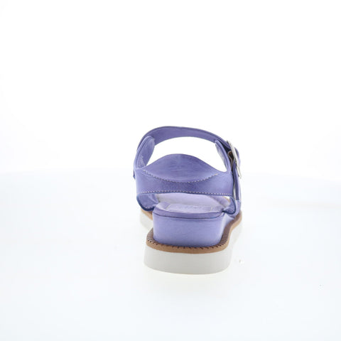 Miz Mooz Emelina Womens Purple Leather Hook & Loop Strap Sandals Shoes