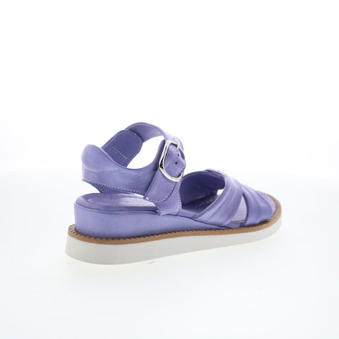 Miz Mooz Emelina Womens Purple Leather Hook & Loop Strap Sandals Shoes