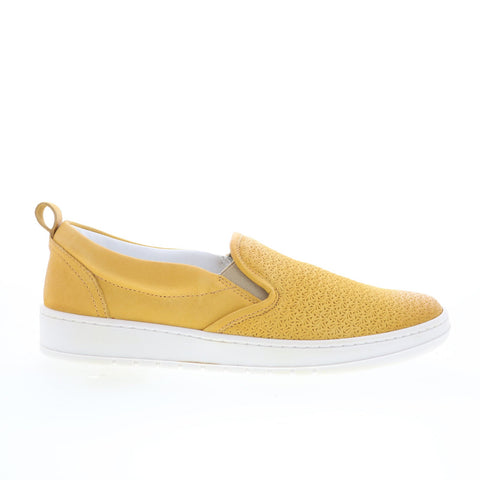 Miz Mooz Emersen Womens Yellow Leather Slip On Lifestyle Sneakers Shoes