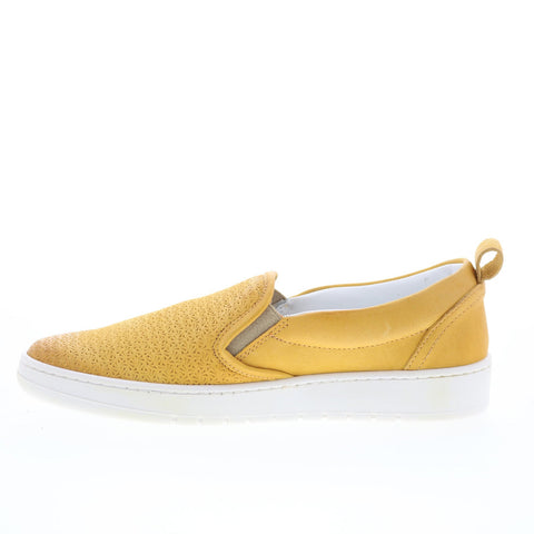Miz Mooz Emersen Womens Yellow Leather Slip On Lifestyle Sneakers Shoes