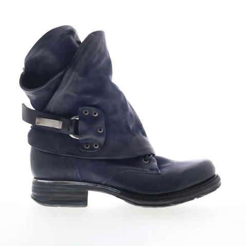 A.S. 98 Emerson Womens Blue Leather Zipper Ankle & Booties Boots