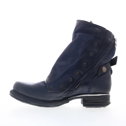 A.S. 98 Emerson Womens Blue Leather Zipper Ankle & Booties Boots