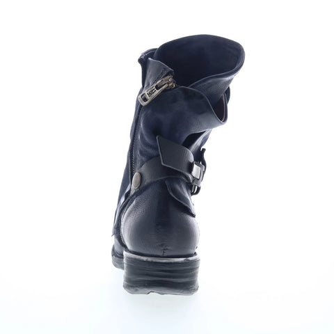 A.S. 98 Emerson Womens Blue Leather Zipper Ankle & Booties Boots