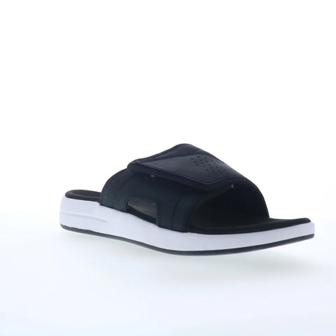 Propet Emerson MSV021P Mens Black Extra Wide 3E Leather Slides Sandals Shoes