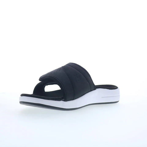Propet Emerson MSV021P Mens Black Extra Wide 3E Leather Slides Sandals Shoes