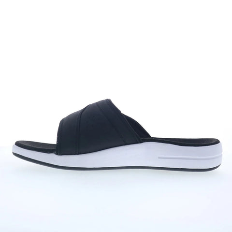 Propet Emerson MSV021P Mens Black Extra Wide 3E Leather Slides Sandals Shoes