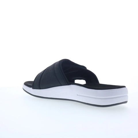 Propet Emerson MSV021P Mens Black Extra Wide 3E Leather Slides Sandals Shoes
